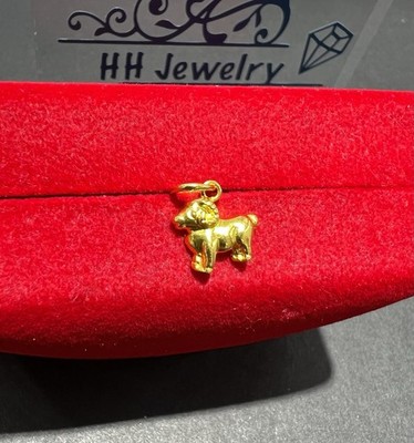 24K Gelbgold kleiner winziger 2D Widder Anhänger Charm