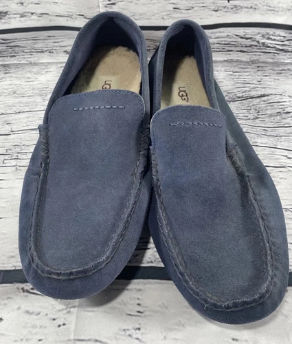 Mocassini slip on Ugg Henrick uomo ballerine blu scamosciato taglia 10