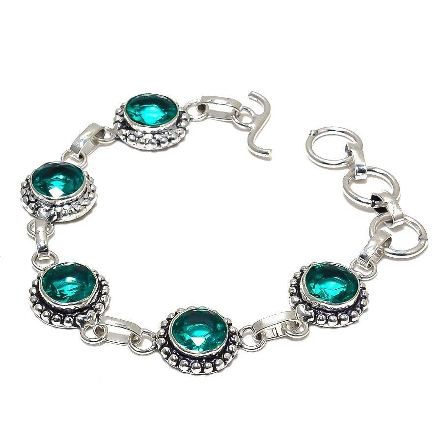 Sterling Silver Tsavorite Quartz Halloween Boho Chain Daughter Bracelet Jewelry - Image 3 of 4