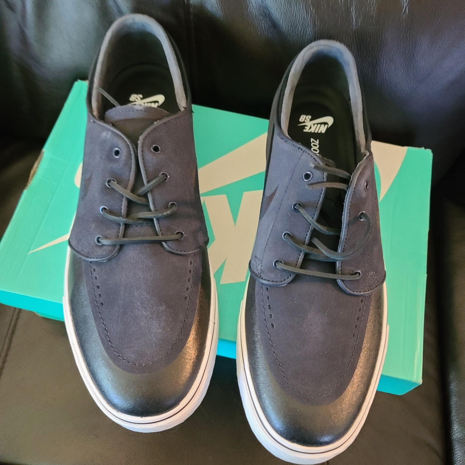 Men's 11 Nike Zoom Stefan Janoski PRM SE Dark Obsidian Black 631298-401 Shoes