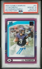2024 Clearly Donruss J.J. Mcarthy Auto-Purple #61 Gem mint 10 Auto 10 POP 4