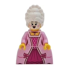 Lego Rococo Aristocrat Minifigure Wig w/ Curled Rolls Pink Dress Paris Baroque