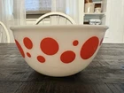 Vintage Hazel Atlas Orange Polka Dot Mixing Bowl 8" X 4" Milkglass