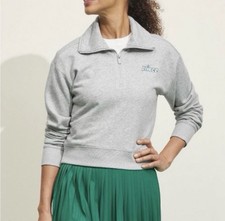 Prince Pickleball Women's Gray 1/4 Zip Mock Neck French Terry Logo Sweatshirt M