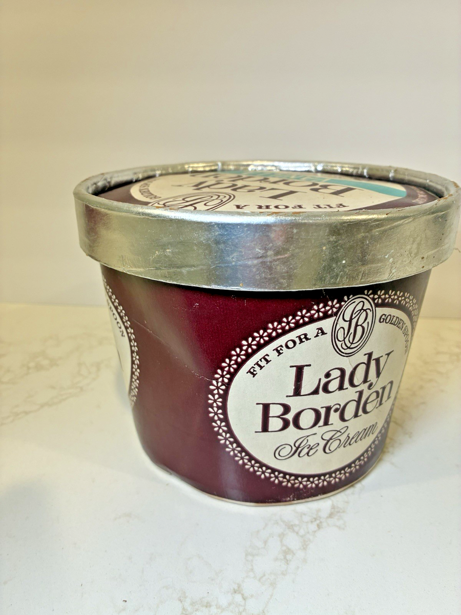Vintage Lady Borden Ice Cream Container Vanilla Half Gallon Little