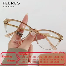 Women Cat Eye Anti Blue Light Retro Reading Glasses Fashion Presbyopic Glasses 