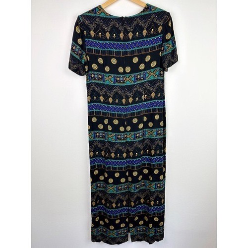 Vintage Karin Stevens Black Patterned Maxi Dress - Picture 5 of 9