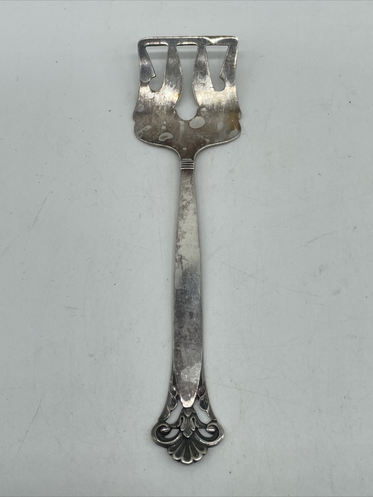 Sterling Silver TH. Martinsen Serving Fork Candy Spoon Slotted 5in 17.4g