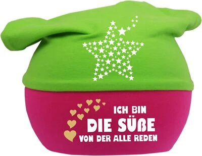 KLEINER FRATZ Kopftuch Baby Multicolor Mütze bedruckt mit Ich bin die Süße von der alle reden