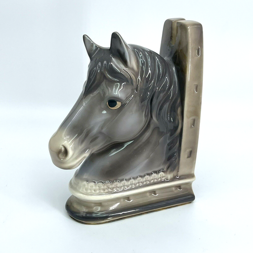 VINTAGE MITTE DES JAHRHUNDERTS GLASIERTES PFERD HUFEISEN DERBY EINZELN BOOKEND REITER JAPAN - Bild 2 von 11