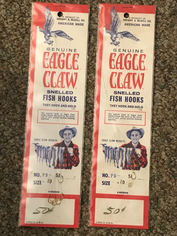 Eagle Claw Fish Hooks, No. PB51, Size #10, 2 packages of 6