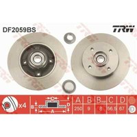 Trw 2X Bremsscheibe Hinten 250 Voll FüR Opel Crossland X 75 P17 Peugeot