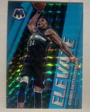2020-21 Giannis Antetokounmpo Panini Mosaic Elevate Blue Fluorescent Prizm No.2
