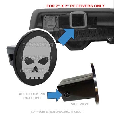 Custom Class 3 Tow Hitch Receiver 2'' Insert Plug Truck & SUV - GREY SKULL G