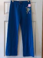 Y2K JUICY COUTURE LOW RISE STRAIGHT CUT BLUE PANTS SIZE 14 NEW! MADE IN USA