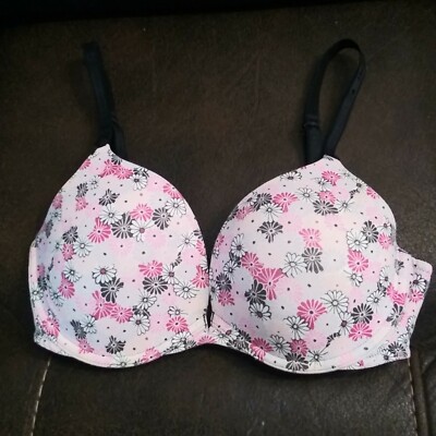 Victoria's Secret Sexy Push Up 34D plunge Women's Bra Cotton Floral Daisy