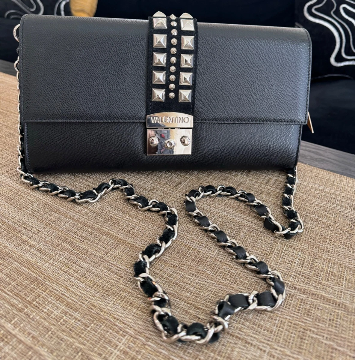 Valentino black studded 2025 clutch