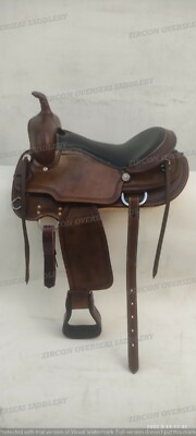 Selle Western Barrel Racing en cuir avec siège profond et jeu
