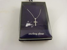 Crystal Cross necklace sterling silver Great Christmas or 1st communion gift