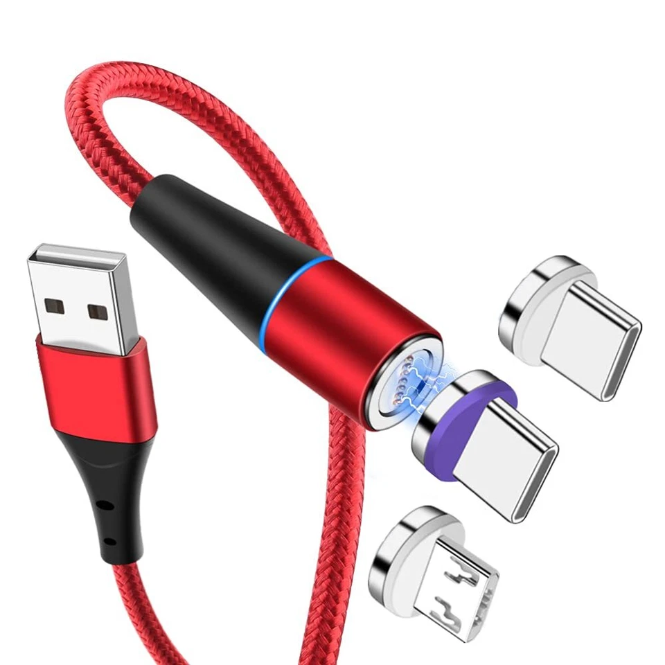3 In 1 Magnetic 3A Fast Charging USB Cable Phone Charger IOS Micro USB Type-C - Image 2 of 4