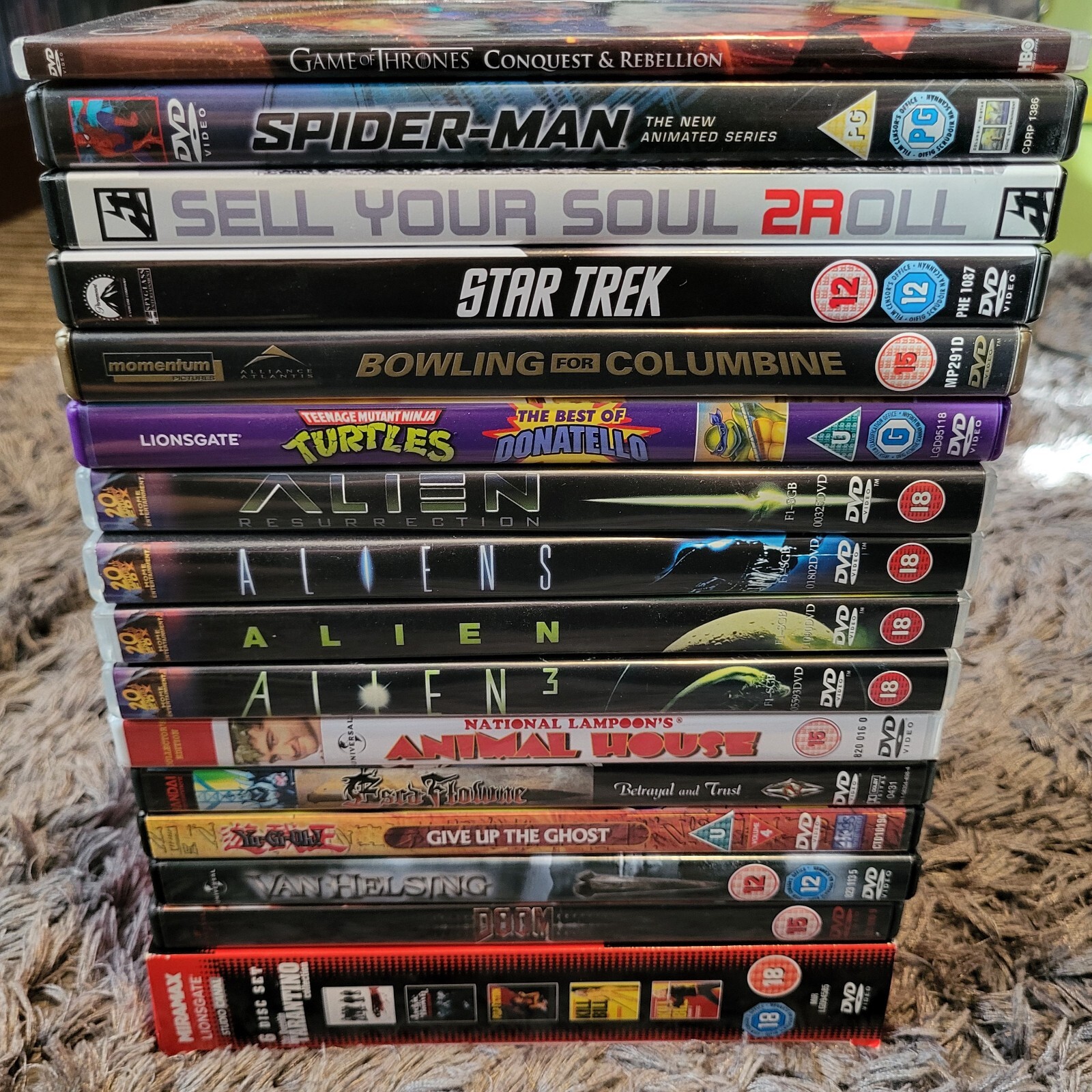 16 x DVD Bundle Alien Anthology Game Of Thrones Tmnt Spider-man Tarantino Anime