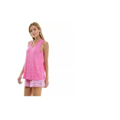 New Croft Barrow Women's Sleeveless Solid Pink Tank Striped