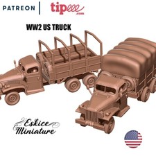 Eskice Miniature WW2 x1 US Transport Truck WWII Bolt Action Chain of Command 3D