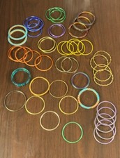 Lot of Multi Color Misc. Children's Bangle Bracelets 48 Total, Mostly Metal