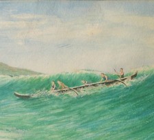 Vancouver B.C. Canada antique hawaiian surfboard painting vtg museum pacific art