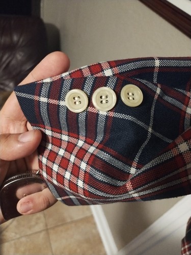 Plaid Blazer Gentlemens Clothing by Corbin Ltd. Red, White & Navy Blue - Picture 2 of 11