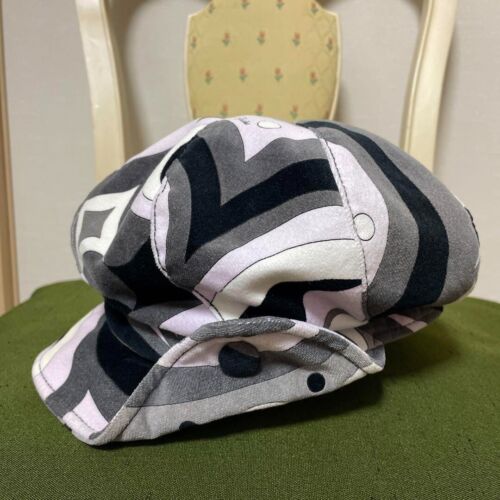 EMILIO PUCCI Juego de Sombrero Talla 1 Como Terciopelo, Bolsa de Algodón Negro Gris Blanco - Imagen 2 de 10