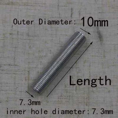M10 7.3mm ID 1mm Pitch Plated Zinc Full Threaded Tube Connection Hollow Pipe