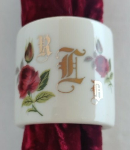 Monogrammed R.L.D , Napkin Ring, 12 Pieces Set, Red Roses ๐น Wedding Gift - Picture 3 of 12