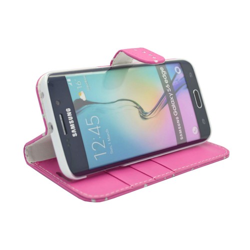 CASE FOR SAMSUNG GALAXY S6 EDGE GLITTER VARIOUS COLOURS PU LEATHER WALLET COVER - Picture 20 of 25