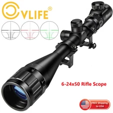 CVLIFE 6-24x50 AOE Rifle Scope Rangefinder Red Green Illuminated+Free 20mm Mount