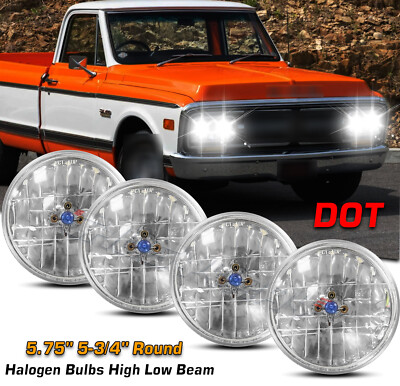 4PCS 5.75'' 5-3/4'' Round Headlights for GMC C15/C1500 1961-1972 Pickup C2500