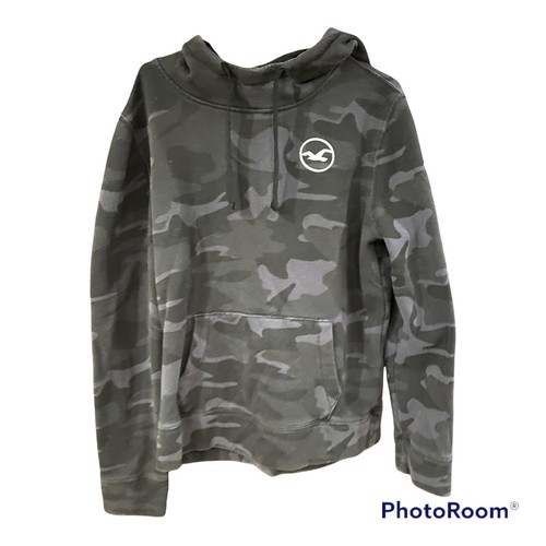 Hollister Hoodie Mens Gray Camo Logo 