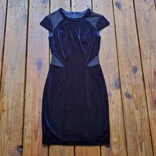 Guess size 0 dark blue velvet & black mesh fitted cut out mini dress
