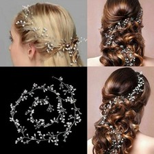 50cm Stirnband Diadem Strass Braut Hochzeit Haar Kette Kunstperle Mode