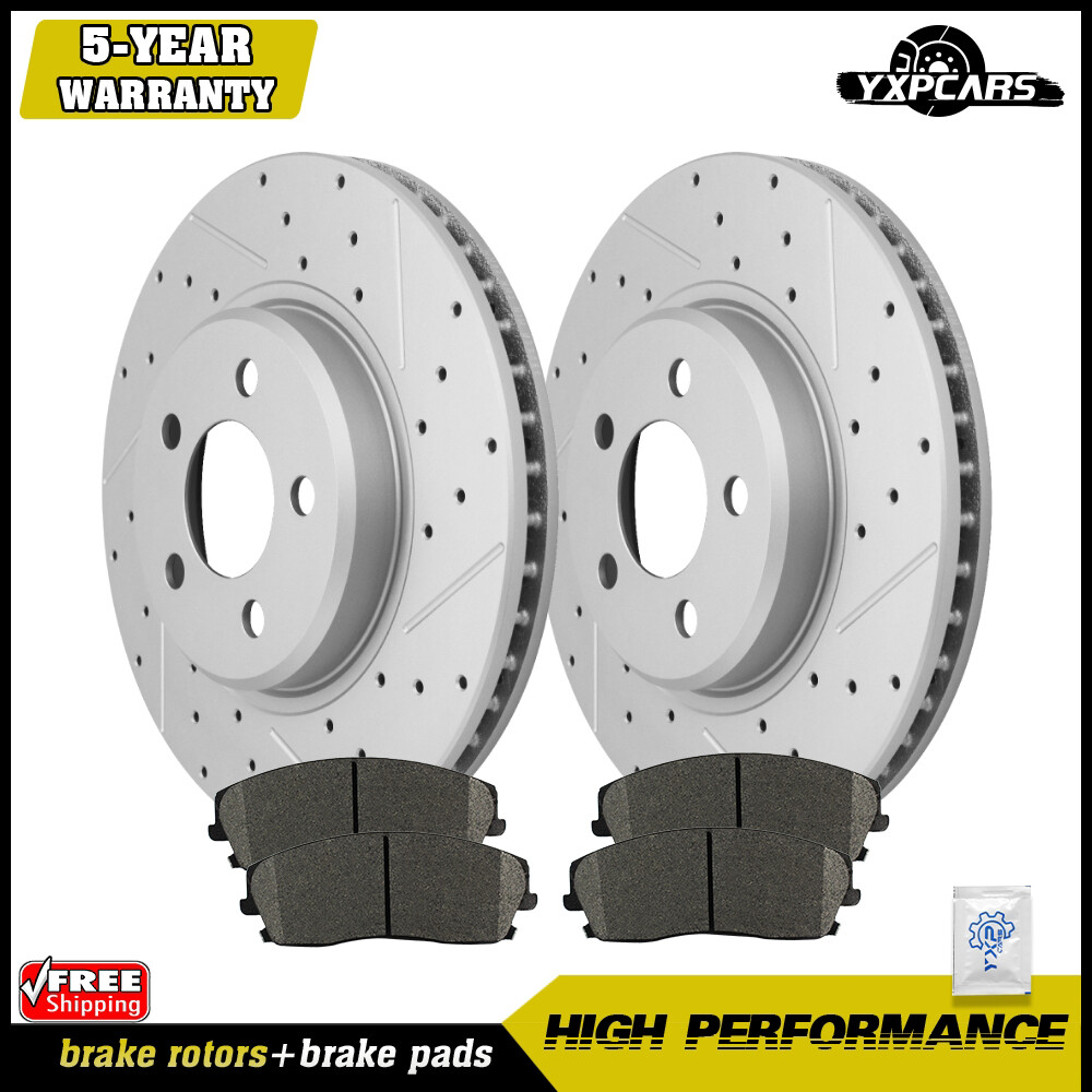 Front Drilled Rotors Ceramic Brake Pads for Dodge Challenger Charger