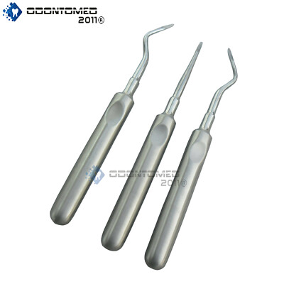 SET OF 3 DENTAL HEIDBRINK ELEVATOR #H1,2,3 LEFT/ RIGHT/STR WITH HOLLOW HANDLE