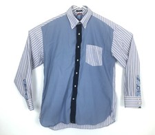 Tommy Hilfiger Mens 80s 2 Ply Fabric Striped Pocket Button Down Shirt - Size L