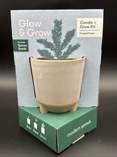 Glow & Grow Candle + Grow Kit with Spruce Seeds Frosted Forest Modern Sprout NEW