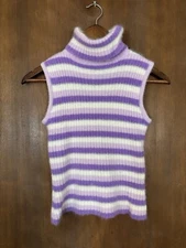 VTG 80s Angora Sleeveless Purple Sweater Size Small