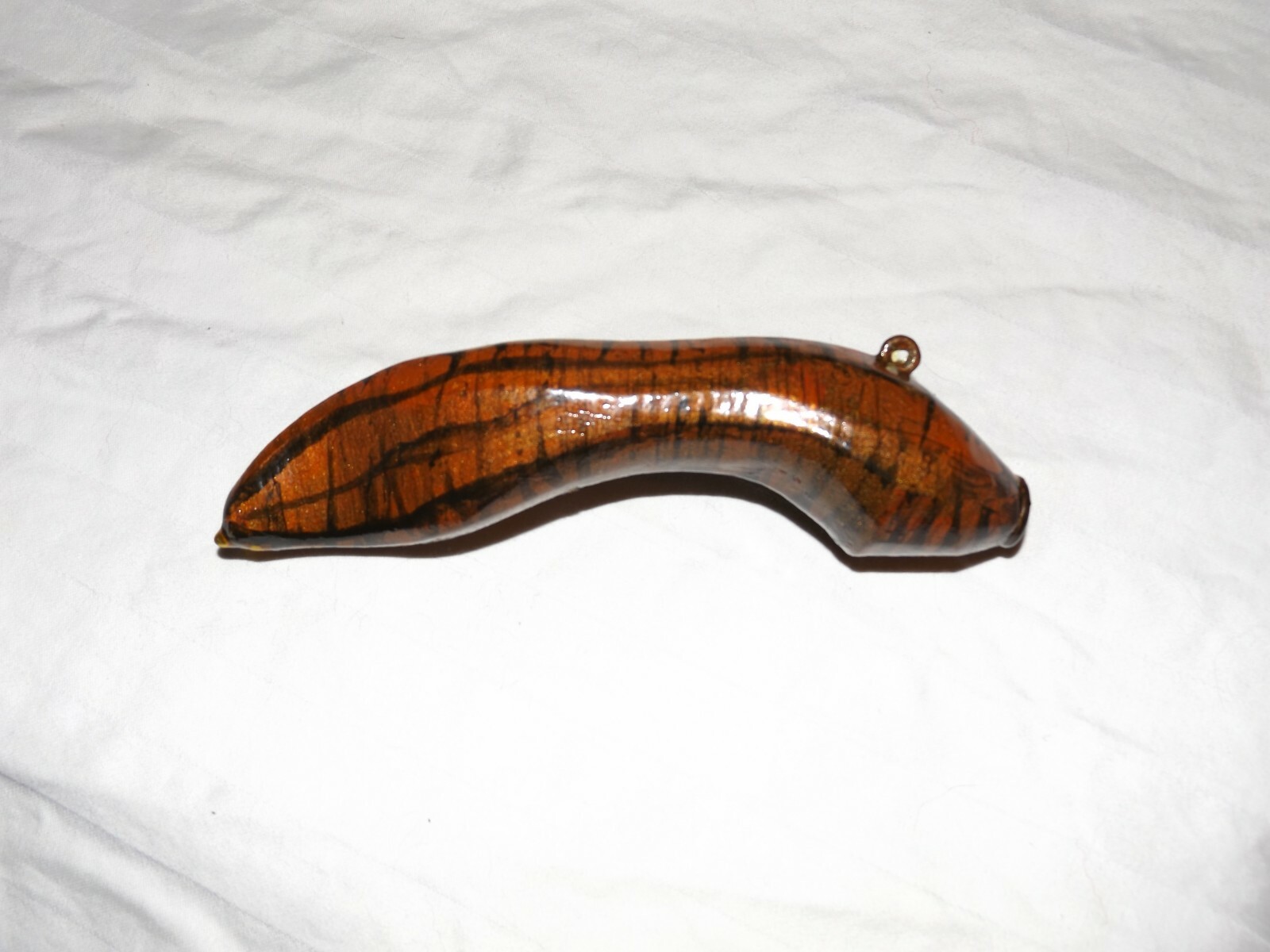 Vintage 6" Basswood Tiger Leech Ice Spearing Carved Wood Decoy Lure By Meyre