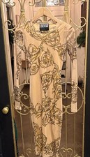 Versace Jeans Couture Baroque Mesh Sheer Sleeve Dress Size 2 Fitted