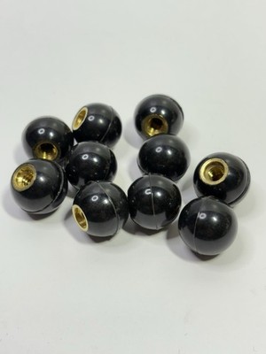 10-Black 3/4  Diameter Phenolic Ball Machine Knob 1/4-20 Brass Threaded Insert