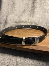 Brighton Denver Diamond Black Leather Belt P3503 Men’s Size 34 Studded 1.25"