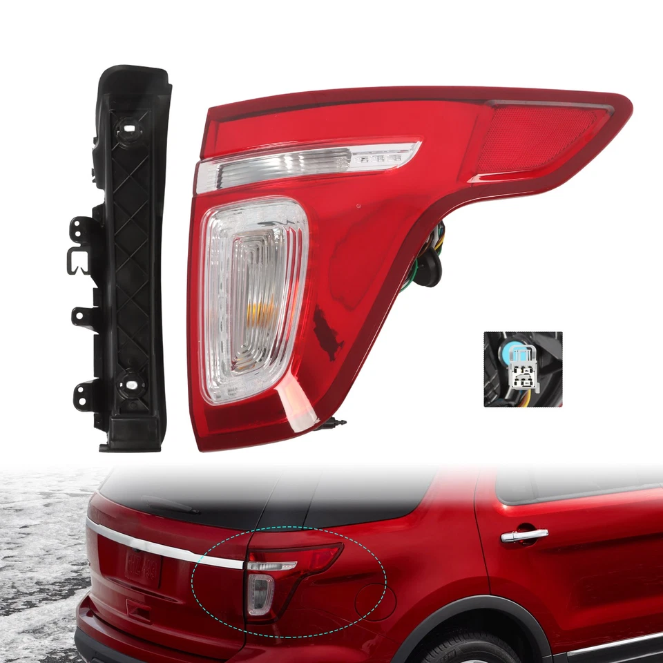 LED Tail Light For 2011-2015 Ford Explorer Red Clear With Bulbs Passenger Side - Image 2 of 4