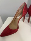 INC International Concepts Women’s Red Satin Rhinestone Pointed Toe Pumps 6 — photo 2
